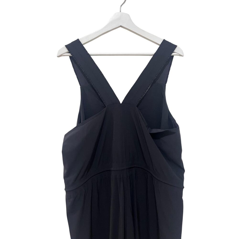 Athleta Jumpsuit Womens 16 Black Savannah Sleeveless V Neck Wide Leg Drawstring - Picture 5 of 12